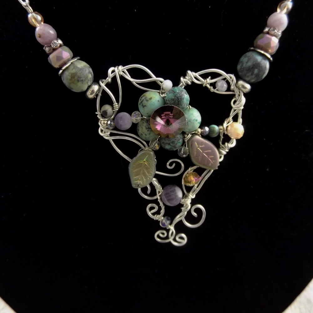 Handcrafted silver wire heart necklace